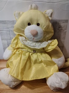 Vintage 1986 Fisher Price Puffalump gelbe Katze Kätzchen Plüsch mit Kleid - Bild 1 von 11