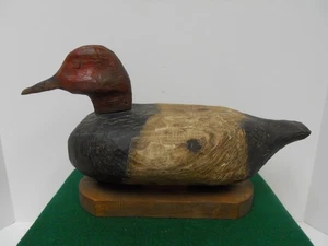 Vintage Solid-Wood CANVASBACK Drake "Primitive" Painted Duck Decoy 15" long - Picture 1 of 24
