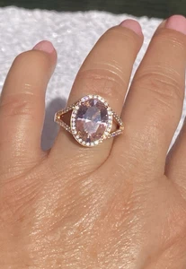 Victoria Wieck Brilliante Rose Vermeil Sterling simulierter Pfirsich Morganit Ring - Bild 1 von 15