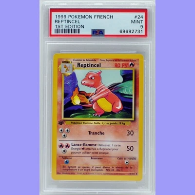 Pokemon 1st Edition Base Set French Charmeleon (Reptincel)  24/102 PSA 9 MINT - Image 1 of 4