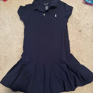 Polo Ralph Lauren Girls' Pique Polo Dress Navy Size 6 - Picture 1 of 3
