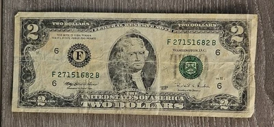1995 $2 Older Original Two Dollar Bill Circulated - Image 1 of 2