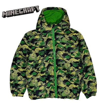 Minecraft AOP Camo Logo Puffer Jacket, Kids, 6-13 Years, Green, Official Boys - Image 1 of 4