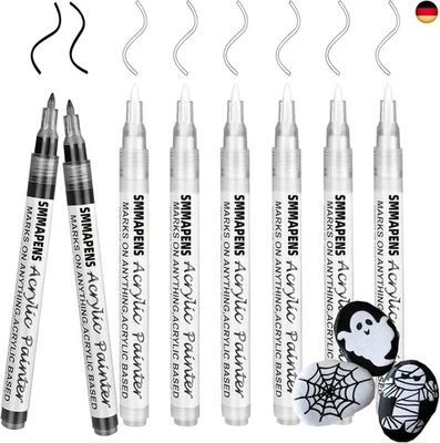 Weiß Schwarz Acrylstifte?8PCS),0.7 mm Acrylstifte Marker Stifte Wasserfest  - Bild 1 von 4