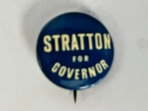 Vintage William Stratton for Governor of Illinois 1950's Campaign Pinback Button - Picture 1 of 3