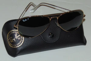 RAY-BAN RB 3025 POLARIZED SUNGLASSES WITH CASE LARGE AVIATORS - Picture 1 of 6