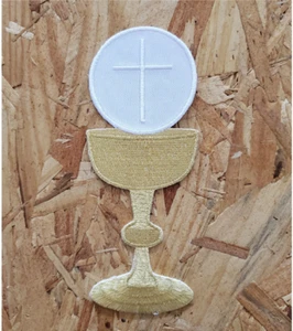 Chalice W/ Host - Communion - Church - Embroidered Iron On Applique Patch - P - Picture 1 of 2