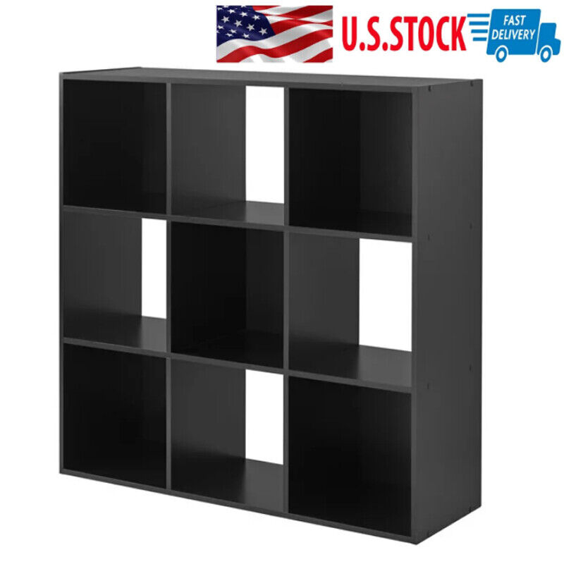 9-Cube Storage Organizer Bookcase Living Room Home Office Bookshelf Shelf Black