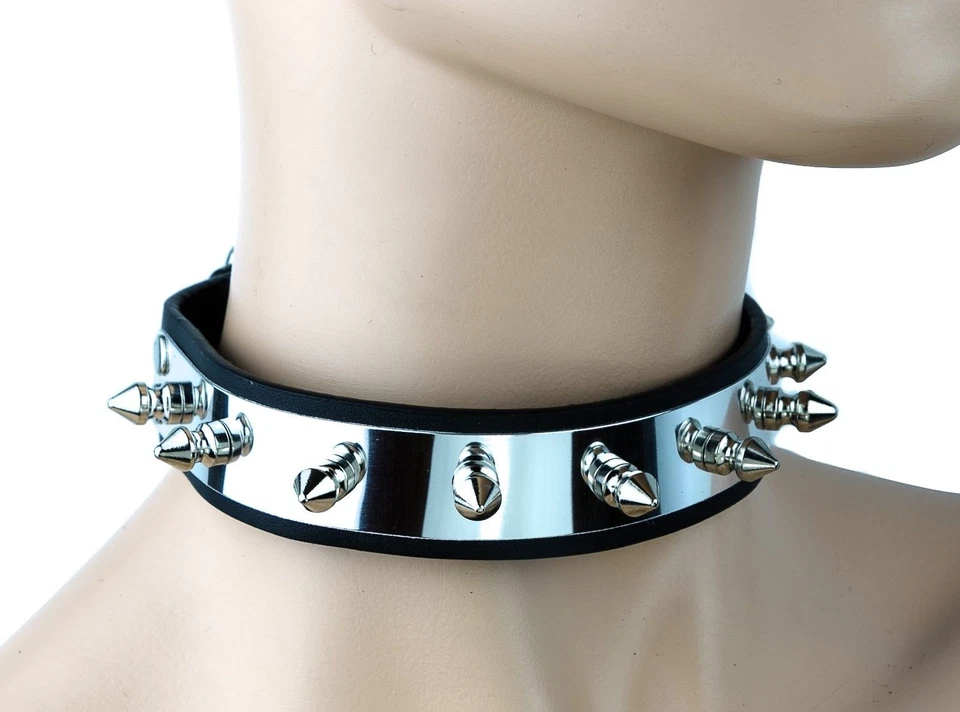 Шип металлический ошейник кожаный воротник панк-рок готический фетиш трэш металл Deth рок - Изображение 1 из 4