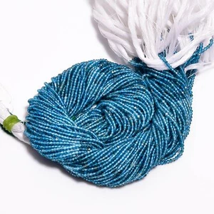 Cuentas redondas de piedras preciosas sombreadas de apatita de neón azul natural hilo de 2 mm 13" GB116 - Imagen 1 de 2