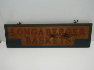 OLD HAND MADE WOOD STORE DISPLAY ADVERTISING LONGABERGER BASKET SIGN - Picture 1 of 5