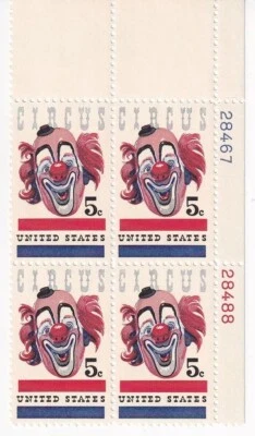 AMERICAN CIRCUS plate block 4 #1309 - Image 1 of 2