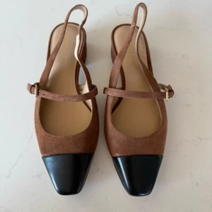 New Veronica Beard Cami camel and black almond toe sling backs Size: 6 - Picture 1 of 6