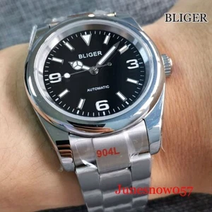36mm NH35A Polish Bezel Automatic Men Watch Brushed Strap Flat Sapphire Glass - Picture 1 of 7