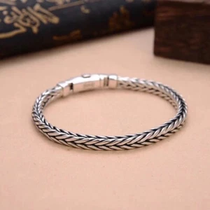 Pure 925 Sterling Silver Men Women Bracelet 5mm Wheat Link Chain Open Box Clasp - Picture 1 of 5