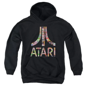 Atari Kids Hoodie Game Box Art Logo Black Hoody - Picture 1 of 2