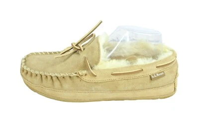 LL Bean Mens Brown Suede Wicked Good Shearling Lined Moccasin Slippers Sz 9 M - Image 1 of 4