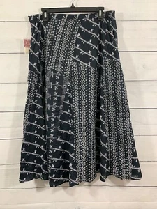JM Collection Skirt Size 14 Womens Zipper Black Embroidered Peasant - Picture 1 of 8