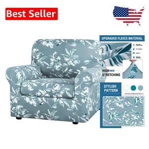 2-Piece Aqua Sofa Covers - Soft Microfiber Armchair Slipcovers with Floral Style - Picture 1 of 9