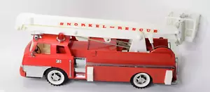 RARE FRICTION DRIVE SEARS TURNPIKE SNORKEL RESCUE FIRE TRUCK TIN TOY TRUCK - Picture 1 of 5