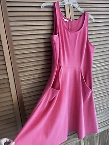MAURICES Women's Size L Coral Pink Zipper Back Skater Style Dress W/ Pockets - Picture 1 of 4