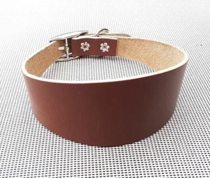 TRADITIONAL BROWN  LEATHER WHIPPET DOG COLLAR  ADJUST 12"-13.5"; - Picture 1 of 3