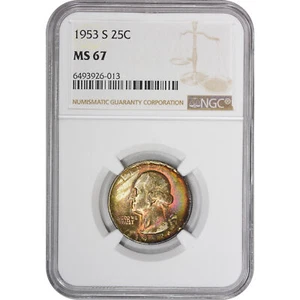 MS67 1953-S Washington Quarter NGC Beautifully Toned *2900 - Picture 1 of 5