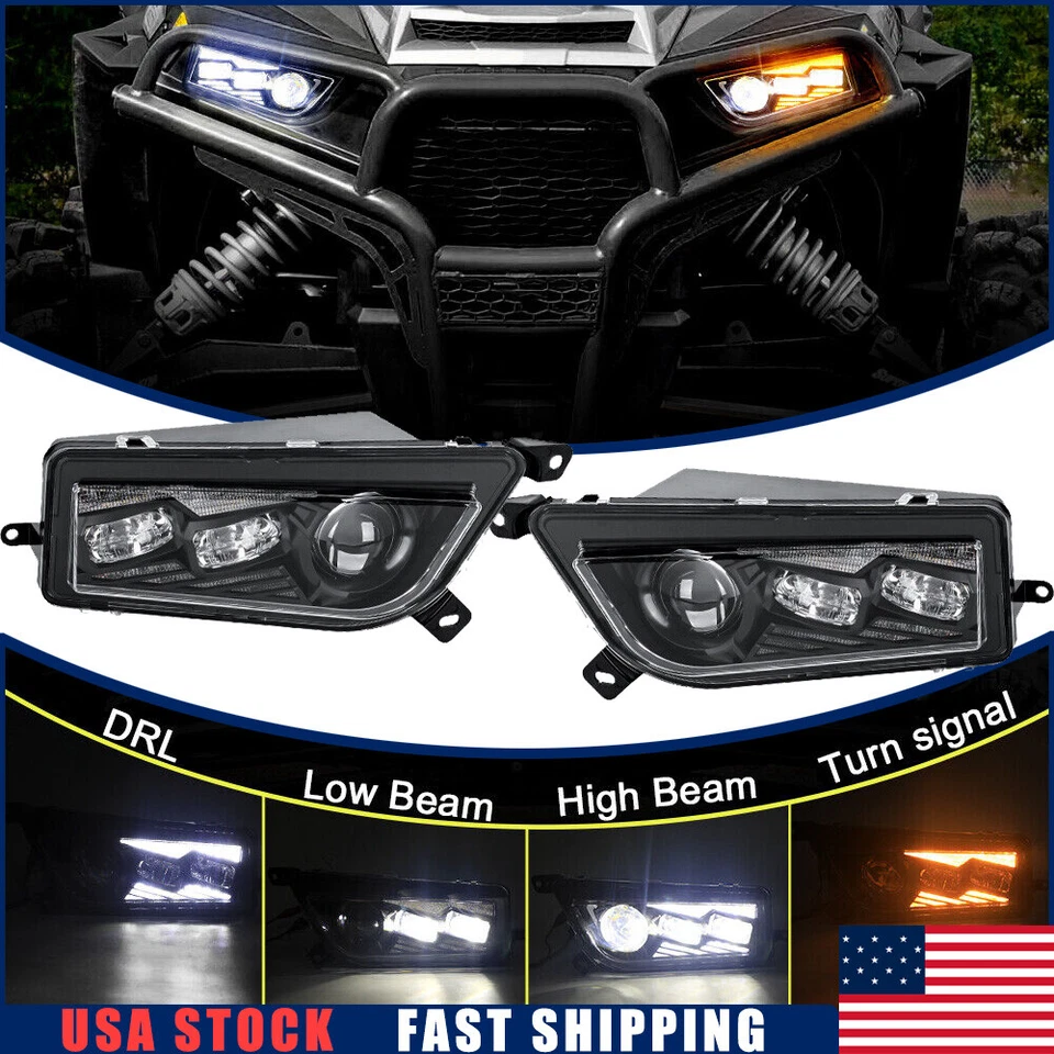 For Polaris 2014-2021 RZR 1000 XP & Turbo RZR 900 S ATV LED Headlights DRL Turn - Image 1 of 4