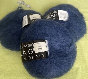 Lot Of 3 Classic Elite La Gran Mohair Yarn Sapphire Blue - 90 Yds / 1.5 Oz Each - Picture 1 of 8