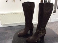 DESIGNER LISA KAY BROWN LEATHER KNEE HIGH BOOTS SIZE UK 4 EURO 37