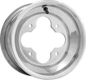 WHEEL REAR A5 10X10 4/115 4+6 ALUMINUM ROLLED-LIP POLISHED SILVER - Picture 1 of 1