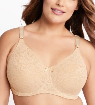Bali Lace & Smooth Stretch Lace Underwire Bra 40DD Beige 3432 Full Coverage NWT - Image 1 of 4