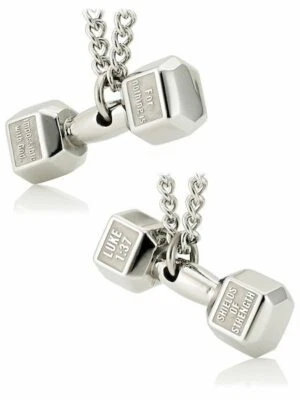 Collar con mancuernas de acero inoxidable para hombre - Luke 1:37 escudos de fuerza Foto 1 de 4