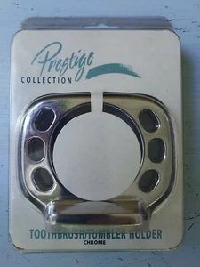 VINTAGE NOS PRESTIGE CHROME TUMBLER/TOOTHBRUSH HOLDER WALL MOUNT WELL MADE 1993 - Picture 1 of 9