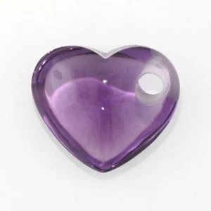 BRAZILIAN AMETHYST 20 x 17 MM HEART LENTIL CABOCHON WITH LARGE HOLE F-4674 - Picture 1 of 1