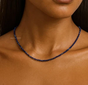 Natural Lapis Lazuli Choker Healing Blue Gemstone Necklace Healing Jewelry Gifts - Picture 1 of 5