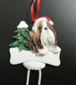 Shih Tzu Weihnachtsschmuck baumelnde Beine Hund (hellbraun weiß) E&S Sie können personalisieren! - Bild 1 von 12