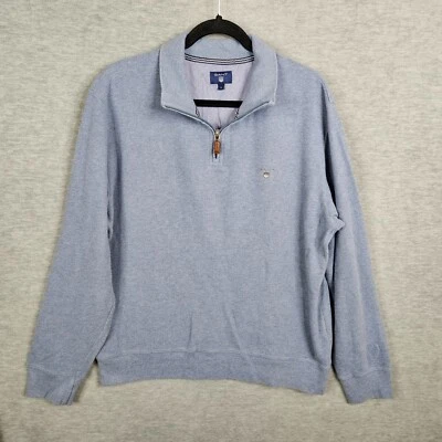 GANT Men's Teal Blue Quarter Zipper Textured Cotton Sweater Size L - Image 1 of 4