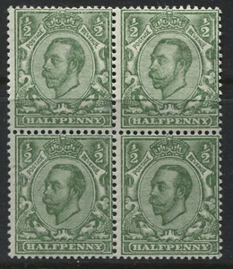 KGV 1912 1/2d green wmk Multiple Cypher block of 4 mint no gum (41) - Picture 1 of 1