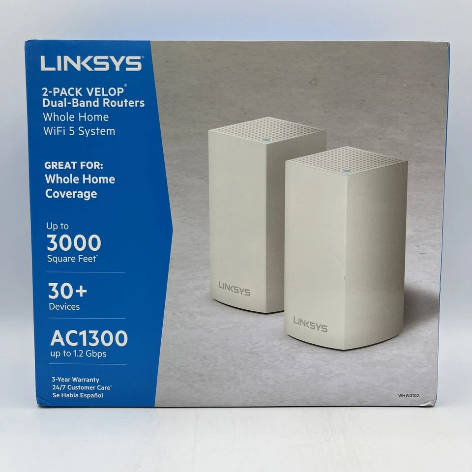 Linksys Velop Mesh Home WiFi System Up to 3,000 Sq. ft Coverage, AC1300 - 2 Pack - Image 1 of 4