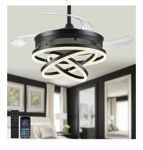 42 Inch Dimmable Fandelier Chandelier Fan with Light Retractable Ceiling Fan ... - Picture 1 of 8