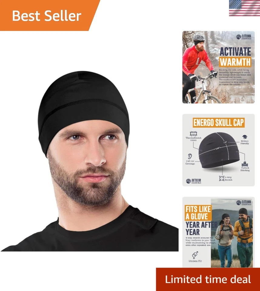 Skull Cap for Men&Women – Helmet Liner Cold Weather, One Size, Black - Image 1 of 4