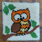 Vintage Handmade 1970s Latch Hook Owl Wall Hanging Cottage Core