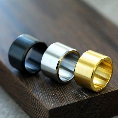 Men's Big Heavy 15MM Wide Wedding Bands Stainless Steel Fashion Biker Ring Gift - Image 1 of 4