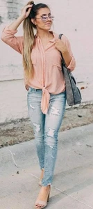 BKE Schnalle Bluse Hemd Damen Medium Knopfleiste vorne zum Binden Western Cabin Herbst - Bild 1 von 16