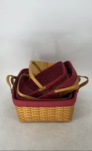 Longaberger Woven Square Rectangle Handles Home Decor Storage Basket Lot Of 4 - Picture 1 of 8