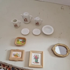 Sylvanian Families Ceramic part Tea Set with basket pictures mirror - Picture 1 of 8