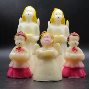 Lotto di candele natalizie da taverna, cinque (5) candele, angeli e coro, da 2 3/4" a 4 3/4" - Foto 1 di 18