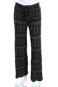 Joie Womens Abstract Elastic Waist Mid-Rise Flared Pants Trousers Black Size S - Picture 1 of 6