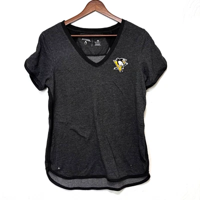 Pittsburgh Penguins T-Shirt Short Sleeve Gray V Neck NHL Hockey Shirt Womens M - Image 1 of 4